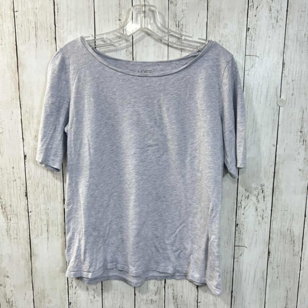 LOFT Outlet Women's Gray Short Sleeve Scoop Neck Basic Sparkle T‎ Shirt Size M